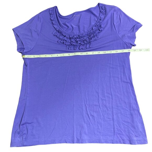 Coldwater Creek Womens Purple Ruffled Scoop Neck T-Shirt M 10-12 Rayon & Spandex - Picture 4 of 10